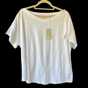 Boden Boat neck tee 20 22 NWT White Short sleeve T-shirt Cotton Modal Womens top